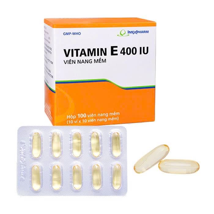 Thuốc Vitamin E 400IU Imexpharm điều trị tình trạng thiếu vitamin E (Hộp 100 viên)
