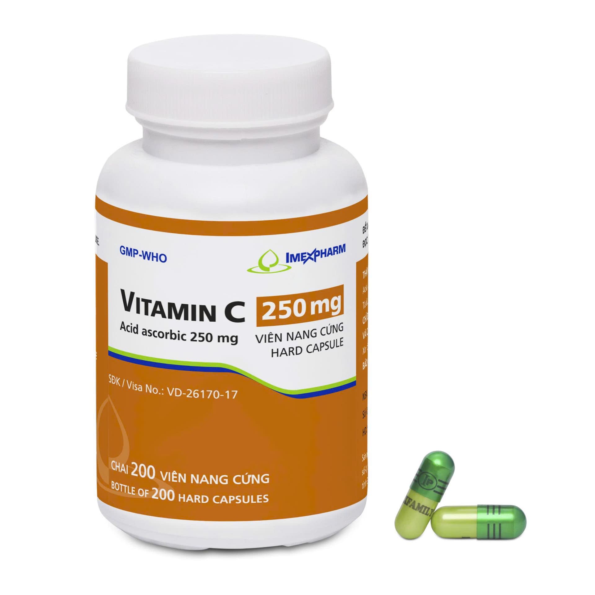 Vitamin C Imexpharm 250mg phòng và trị thiếu vitamin C (Lọ 200 viên)