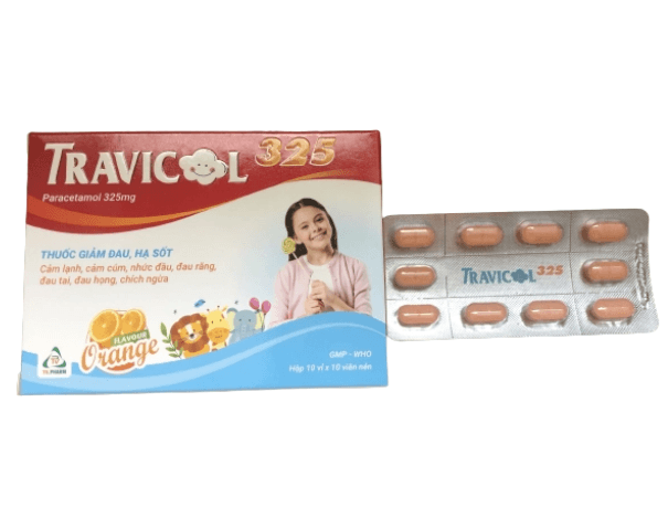 Travicol paracetamol Hương cam 500mg (H/100v)