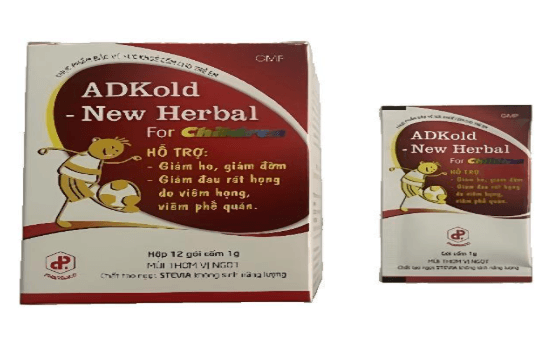 Giảm ho adkold new herbal for children pharbaco (h/12g/1gr) (hàng khuyến mãi)