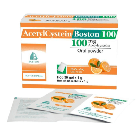 Acetylcystein Boston 100 (Hộp 30 gói x 1g)