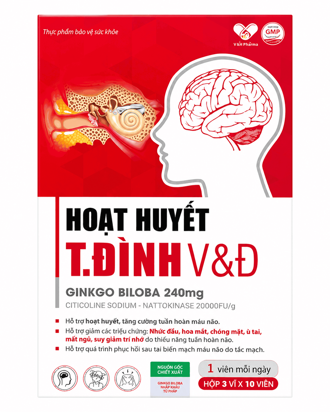 Hoạt huyết T.Đình V&Đ ( Hộp 3 vỉ x 10 viên )