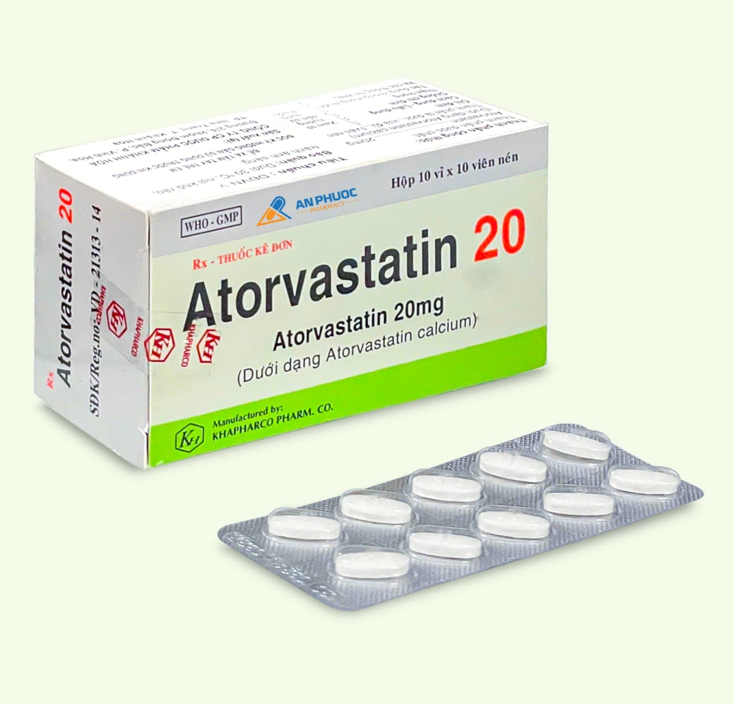 Atorvastatin 20mg khapharco (h/100v) - Q